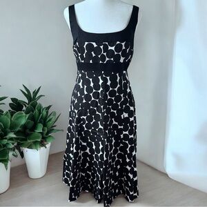 Jones Wear Black and White Polka Dot Fit and Flare Sleeveless Sundress